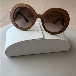 Prada Minimal Baroque Round Brown & Black SPR27R Sunglasses